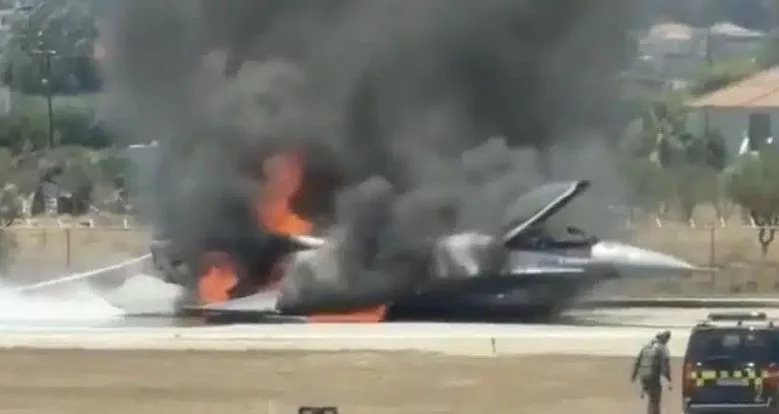 Greek F-16 fighter jet crash-lands at busy airport