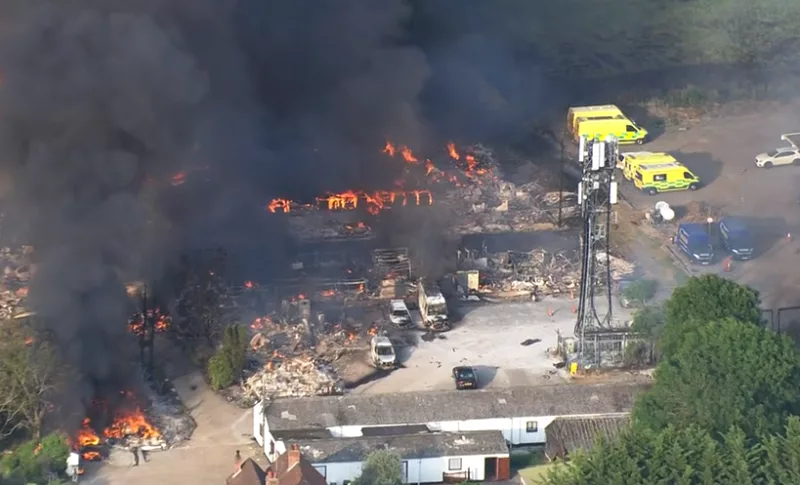Huge explosion and fire rip through Essex industrial site