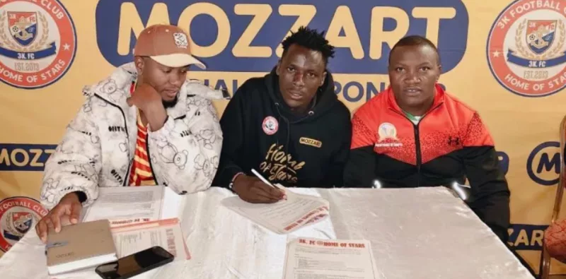 Timothy Izuza when he renewed his contract with 3K FC/HANDOUT