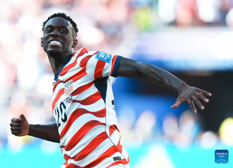 Folarin Balogun of the United States celebrates after scoring during the round of 32 match between the United States and Bosnia and Herzegovina at the 2026 FIFA World Cup at San Francisco Bay Area Stadium in San Francisco, the United States, July 1, 2026. (Xinhua/Xu Chang)