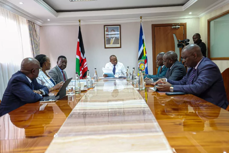[PHOTOS] Kindiki chairs roads, JKIA projects review meeting