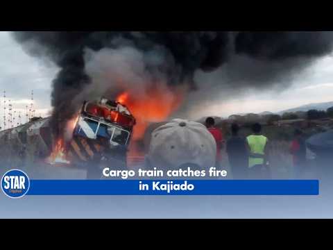 Cargo train catches fire in Kajiado