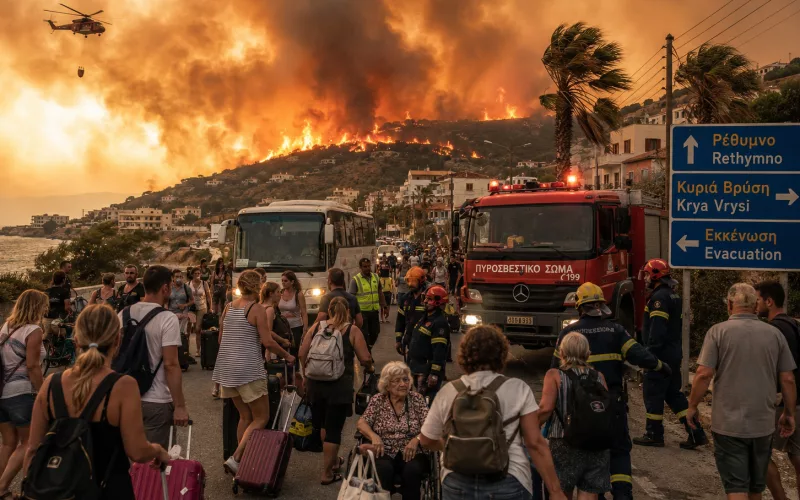 Thousands evacuated in Crete as European wildfires continue to rage