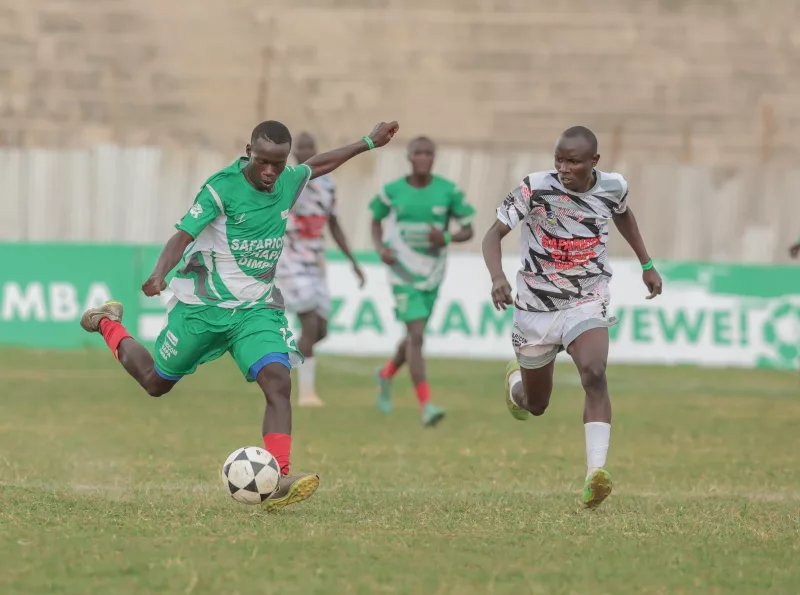 Ebwali Boys taking on John Osogo at the Safaricom Chapa Dimba regional tournament at Bukhungu Stadium in Kakamega
