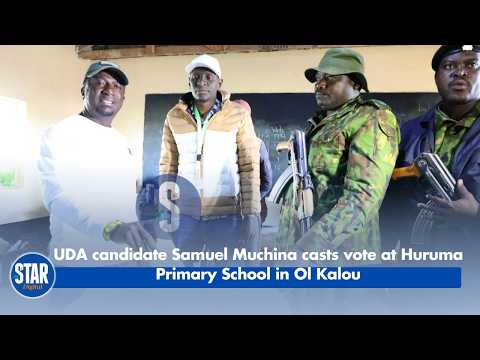 UDA candidate Samuel Muchina casts vote at Huruma Primary School in Ol Kalou
