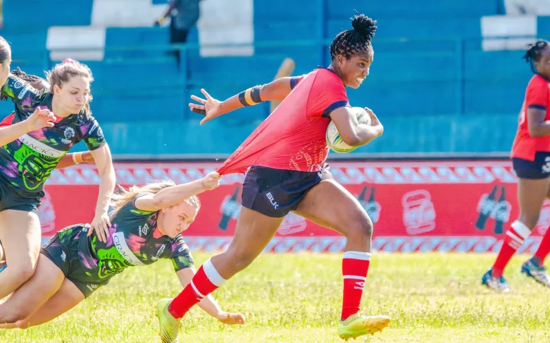 Faith Livoi in action for the Lionesses during the 2024 Safari Sevens in Machakos