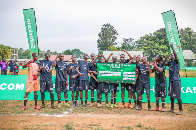 Terem FC players celebrate after being crowned champions of the Safaricom Chapa Dimba Season Five
