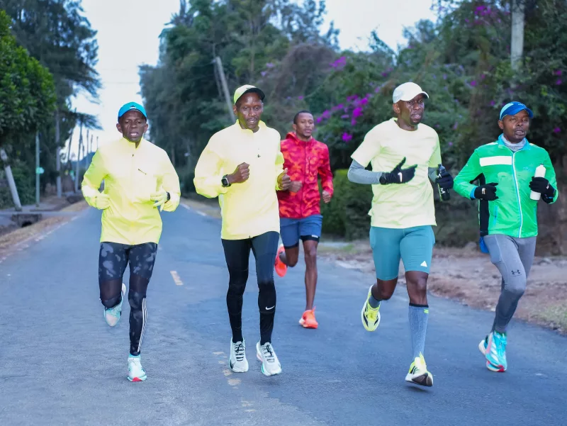 Joe Sang (second L) and his training group during a training session in Karen/ HANDOUT