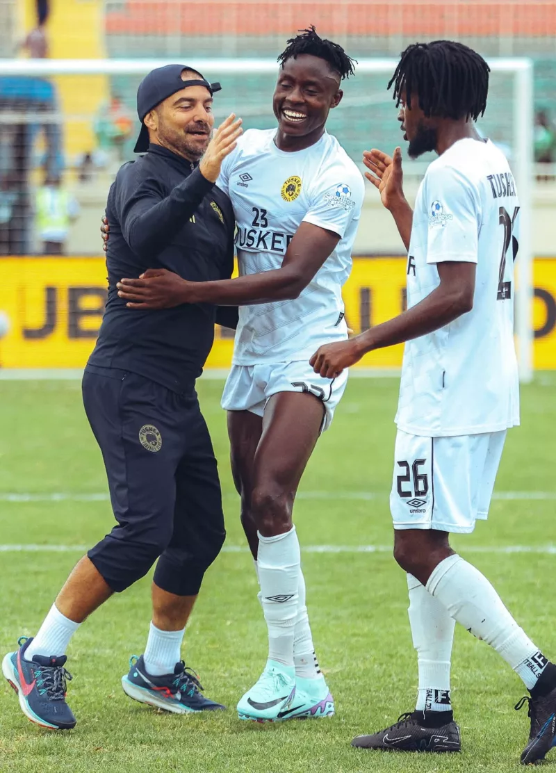 Tusker coach Julein Mette with Collins Ongou and Decemba Kisaka