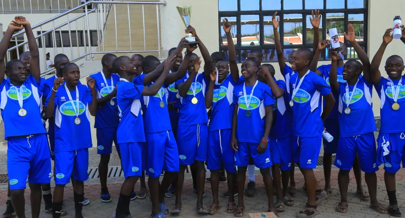 St Anthony's Kitale celebrate after winning the national hockey title