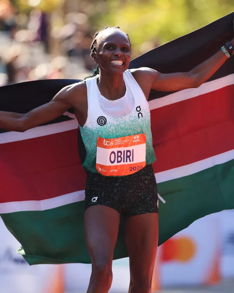 Hellen Obiri during her New York Marathon triumph last year/ HANDOUT