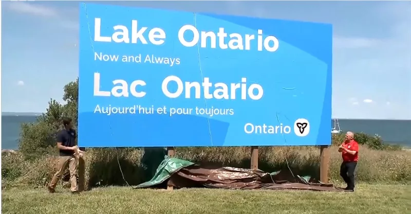 Canada installs large Lake Ontario sign in latest jab at US