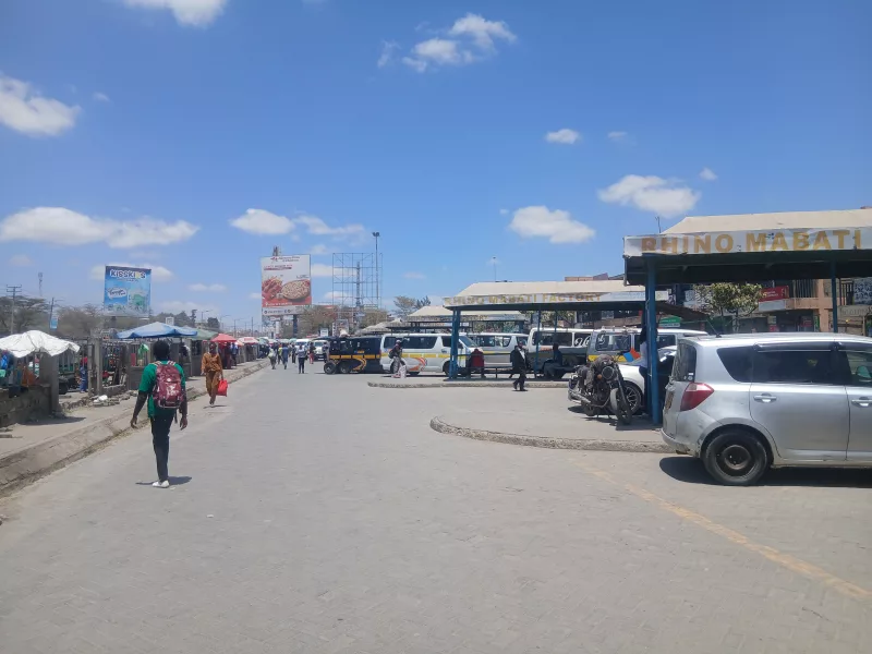 Kitengela bus park where a man was found dead inside a PSV bus in Kajiado county on August 29, 2026.