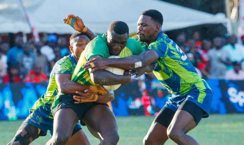 Action during the Driftwood Sevens final between KCB and Kabras Sugar/HANDOUT