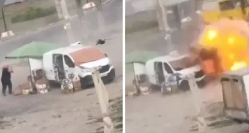 Video shows Russian drone chasing Ukrainian street vendor in attack