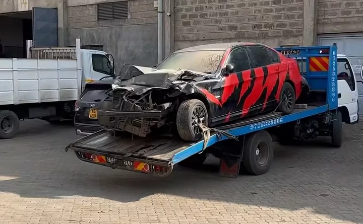 2mbili Survives Another Horrific Road Accident With Wrecked BMW
