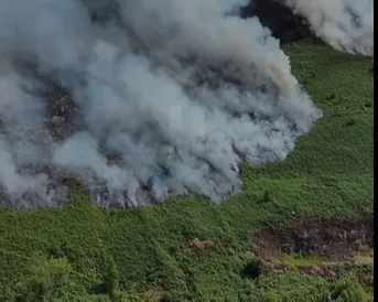 Fires started 'deliberately' on mountain as crews tackle blaze