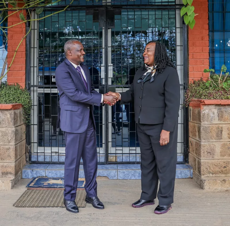 Treasury Cabinet Secretary John Mbadi shakes hands with Ida Odinga during a meetingon September 1, 2026/HANDOUT