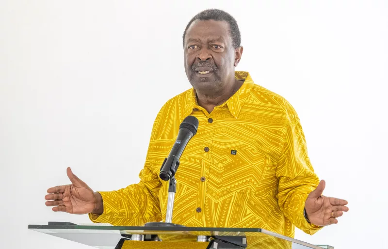 Prime Cabinet Secretary Musalia Mudavadi addressing UDA aspirants from Kakamega and Vihiga counties at the Tom Mboya Labour College in Kisumu on Saturday/IMAGE/HILTON OTENYO