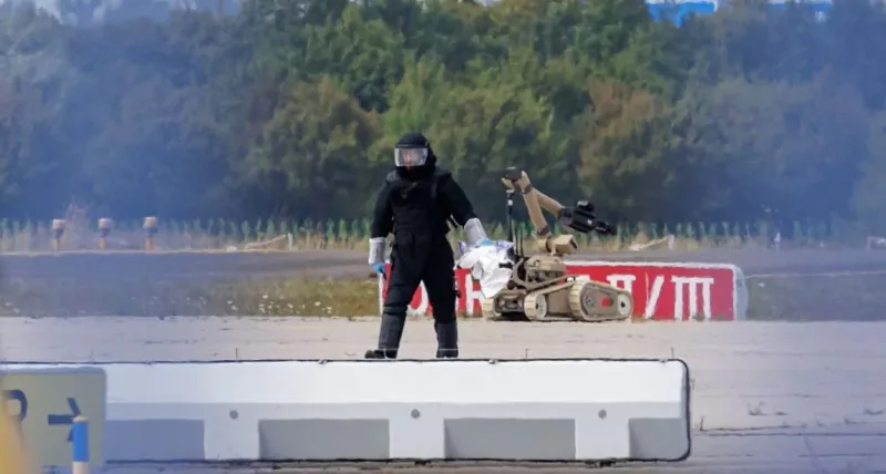 A drone carrying an explosive device was discovered at Leipzig/Halle Airport in eastern Germany