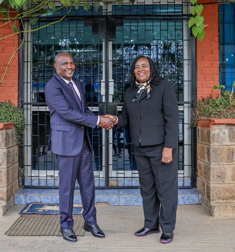 Treasury Cabinet Secretary John Mbadi shakes hands with Ida Odinga during a meetingon September 1, 2026/HANDOUT