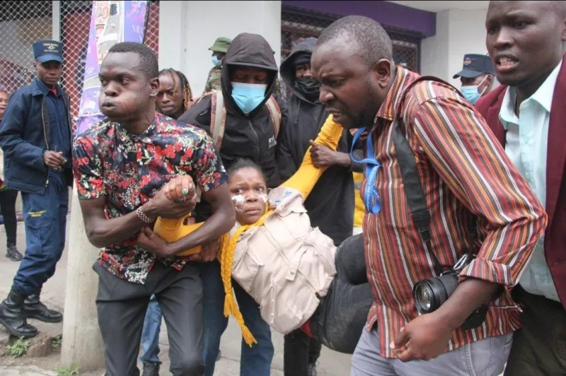 Catherine Wanjeri moments after she was shot by police while reporting on anti-government protests in Nakuru in July, 2024/HANDOUT