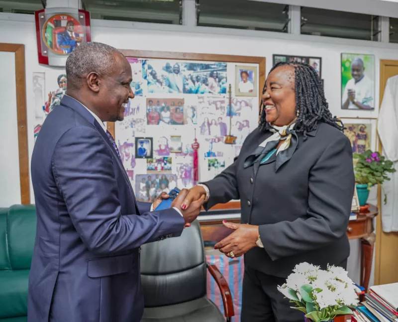 Treasury Cabinet Secretary John Mbadi shakes hands with Ida Odinga during a meetingon September 1, 2026/HANDOUT