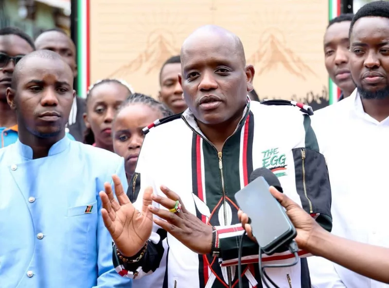 State House Head of Special Programs Dennis Itumbi addressing the media on August 30, 2026 in  Mwea constituency, Kirinyaga county/ ALICE WAITHERA
