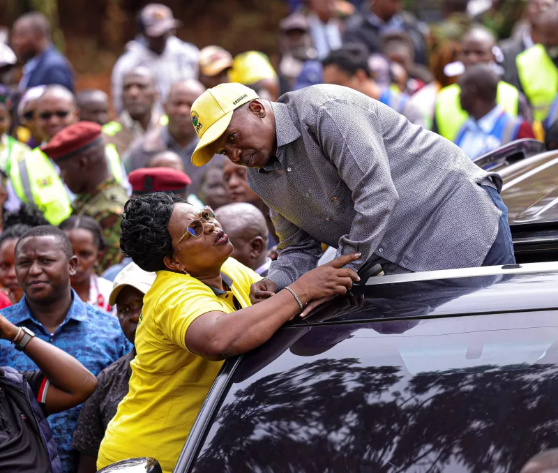 Deputy president Kithure Kindiki with Maragua MP Mary Waithera at Kigoro shopping centre in Maragua, Murang'a, on September 23, 2026/ ALICE WAITHERA