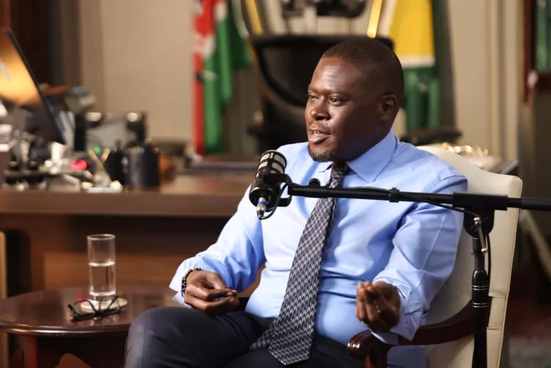 Nairobi Governor Sakaja Johnson speaks during the podcast./HANDOUT