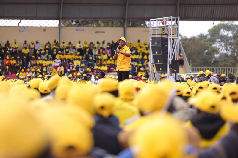 Deputy President Kithure Kindiki speaking at a United Democratic Alliance (UDA) polling centre leaders’ meeting at Kinoru Stadium on September 4, 2026/HANDOUT