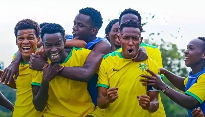 Kariobangi Sharks players celebrate their goal in a past league match/HANDOUT