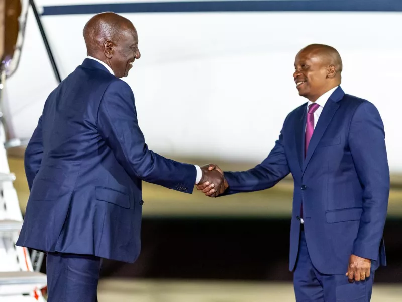 President William Ruto is received by his Deputy Kithure Kindiki