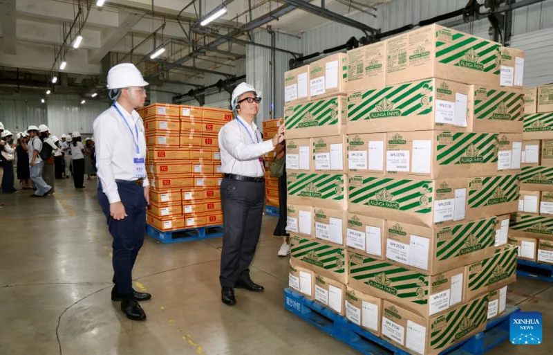 Guests visit Guangzhou Nansha International Logistics Center in Guangzhou, south China's Guangdong Province, Sept. 3, 2026. (Xinhua/Lu Hanxin)