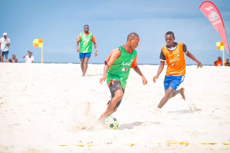 Players during a previous FKF Beach Soccer tournament/ FKF