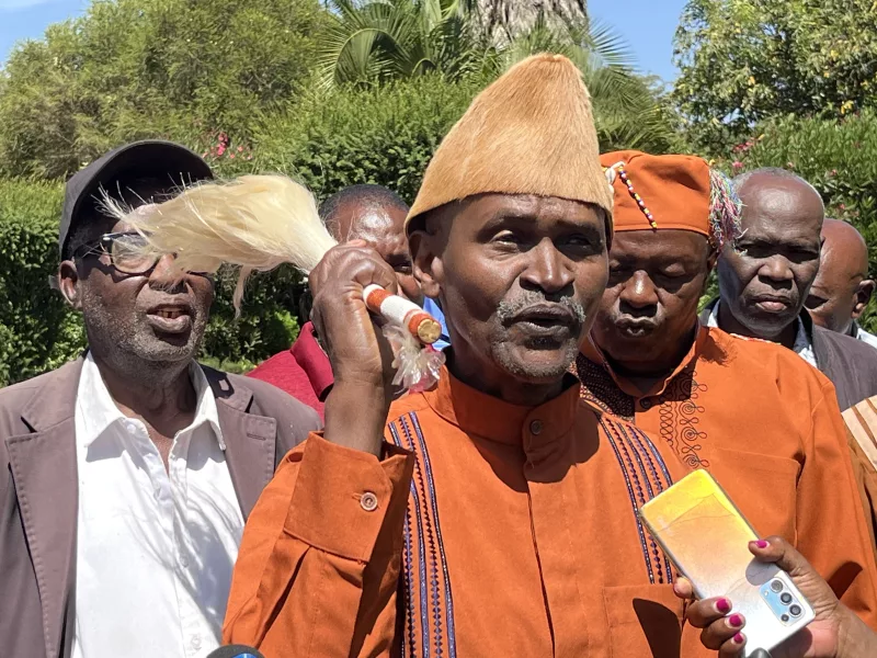 Chairman of the Kikuyu Council of Elders in Uasin Gishu Dr Mwangi Mwaniki  speaking in Eldoret
