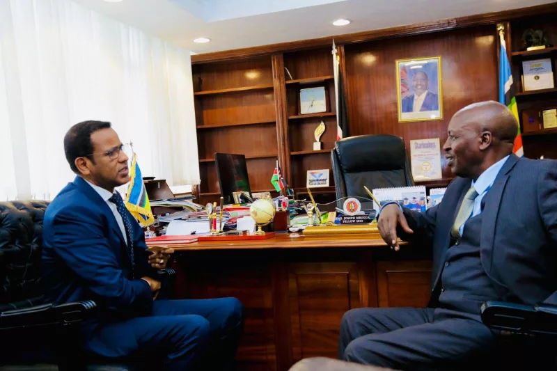Somalia Ambassador to Kenya Jabril Abdulle hold talks with Roads PS Eng Joseph Mbugua, on the Horn of Africa Gateway Development Project over the operationalization of the Isiolo–Mandera on September  3, 2026