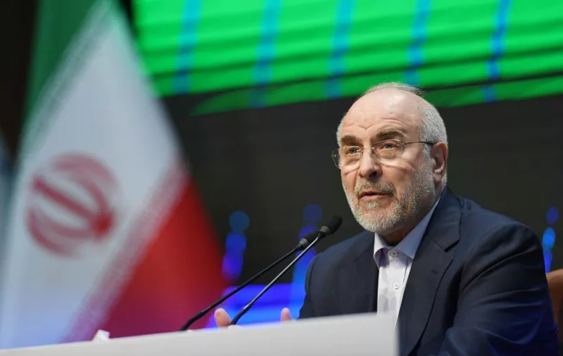 Iranian Parliament Speaker Mohammad Bagher Ghalibaf speaks at a press conference in Tehran, Iran, Dec. 2, 2025. (Xinhua/Shadati)