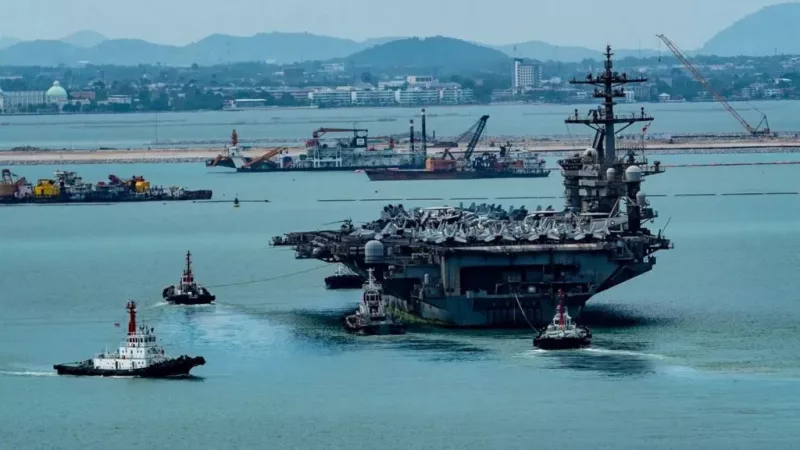 The ship is docking close to the beach resort of Pattaya/BBC