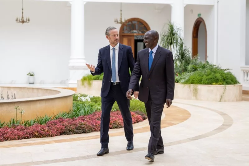 Outgoing Ambassador of France Arnaud Suquet bids farewell to President William Rutoat State House Nairobi on September  2, 2026