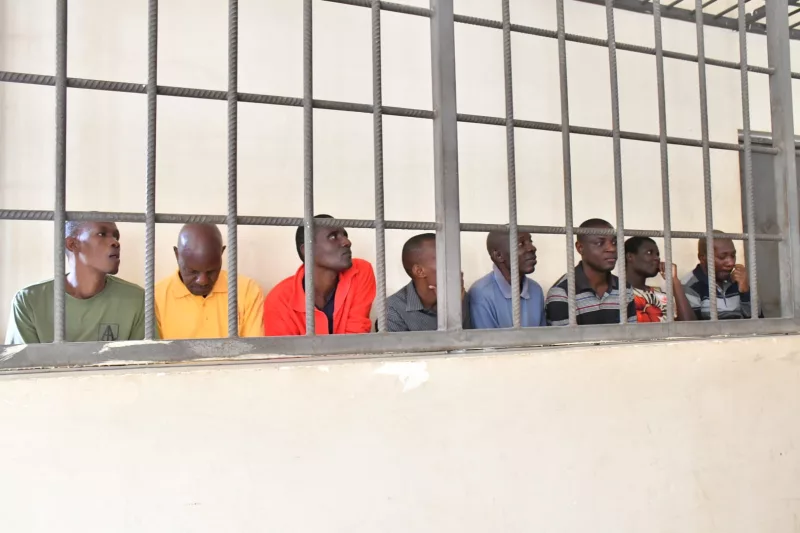 Suspects during the Kwa Binzaro murder trial, a high-profile court case involving controversial preacher Paul Nthenge Mackenzie at the Shanzu Law Court/HANDOUT