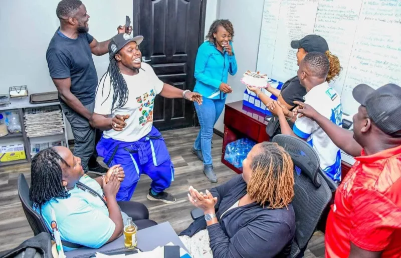 [PHOTOS] DJ Spider leads team in Pauline Njoroge birthday suprise