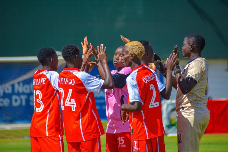 Kayole Starlets players ahead of their half time break on Sunday