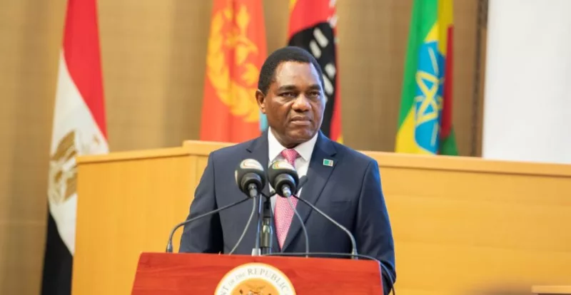 Zambian President Hakainde Hichilema speaks during the 22nd Common Market for Eastern and Southern Africa (COMESA) Heads of State and Government Summit in Lusaka, Zambia, June 8, 2023./(Xinhua/Peng Lijun)