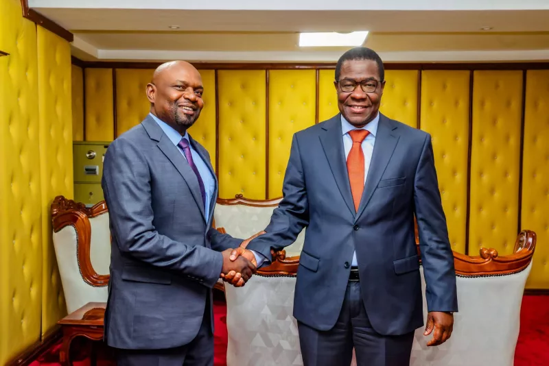 Energy CS Opiyo Wandayi and Siaya County Assembly Speaker George Okode during a recent meeting in Nairobi