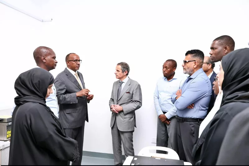 Kenya delegation led by Health CS  Aden  Duale with IAEA Director General Rafael Mariano Grossi during a visit to a nuclear medicine facility in Mombasa