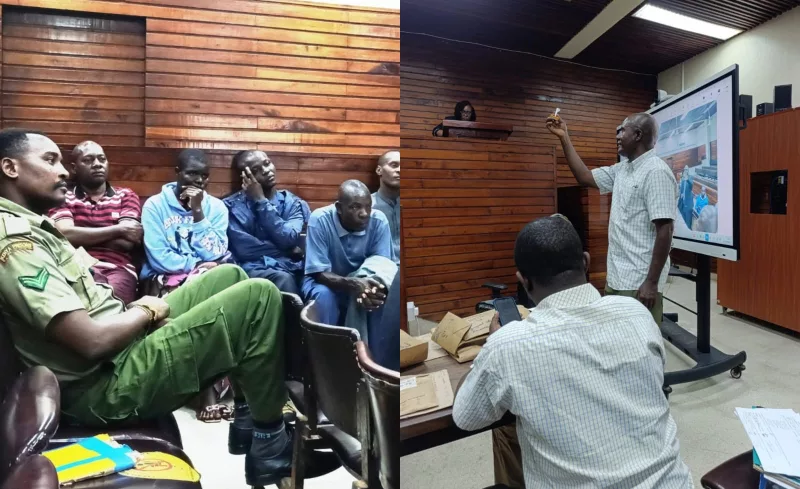 Paul Mackenzie and his co-accused follow proceedings in the Kwa Binzano massacre case before the Mombasa High Court, October 27, 2026. /ODPP