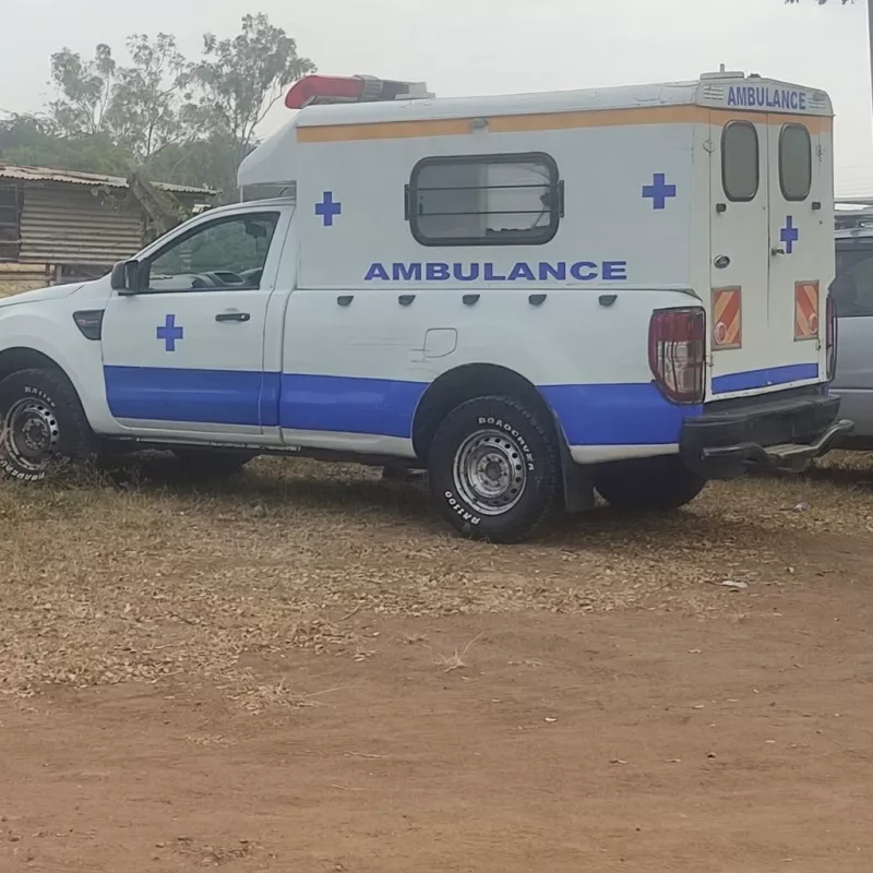 An ambulance outside a hospital