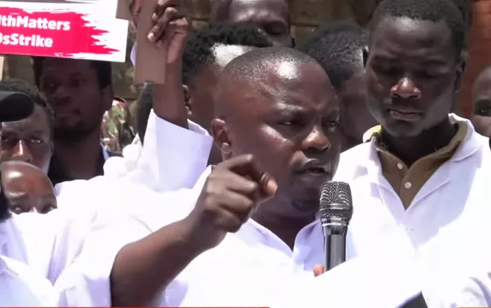 KEHPHPU National Secretary General and Chief Executive Officer Brown Ashira speaks to journalists in Nairobi on October 21, 2026/SCREENGRAB