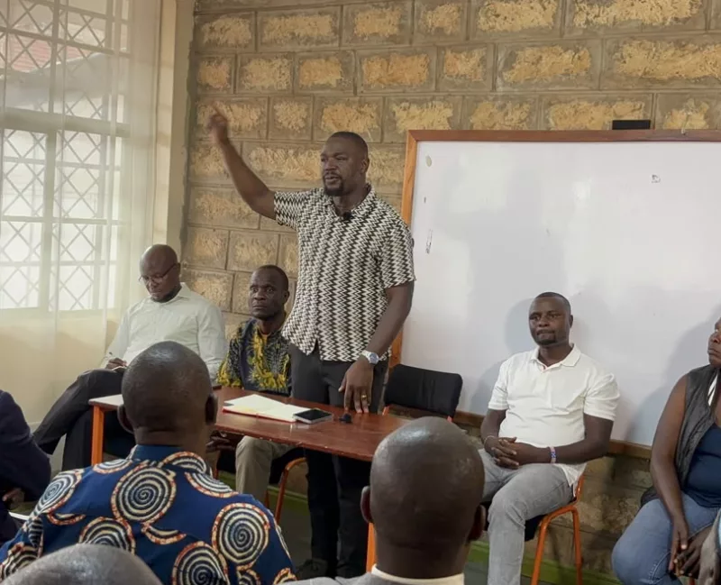 Kenya Medical Practitioners, Pharmacists and Dentists Union (KMPDU) Secretary General Dr Davji Atellah during a meeting with residents of Lang’ata Constituency/HANDOUT